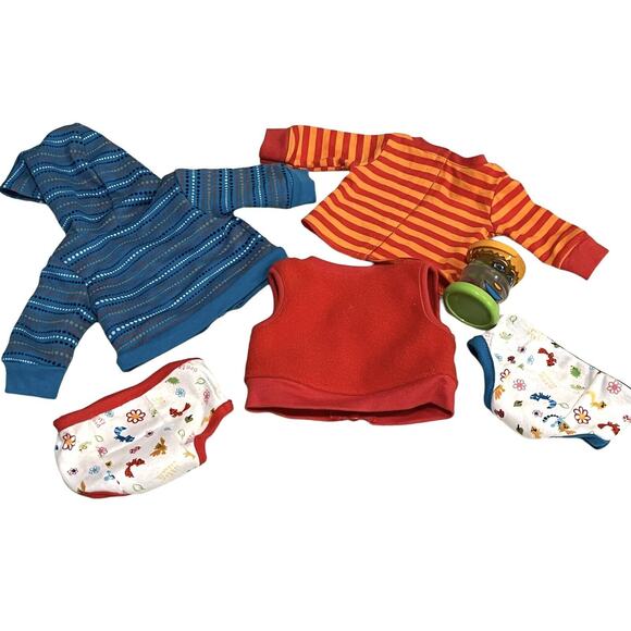 American Girl BITTY BABY TWINS STARTER SET Diapers Toy Jacket Top Vest 6-Piece - Picture 2 of 6
